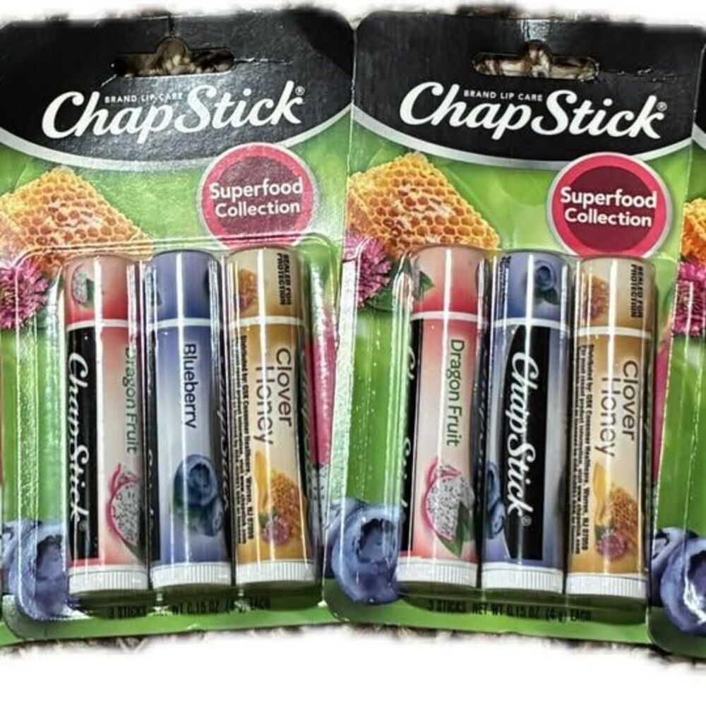ChapStick Superfood Collection-4 Pks (12 Total) Dragon Frt/Blueberry/Clvr Honey